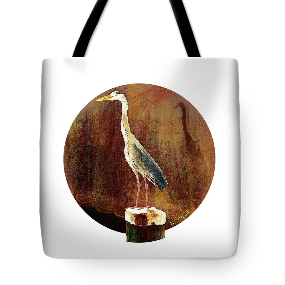 Animals Tote Bag featuring the digital art Heron by Simon Sturge