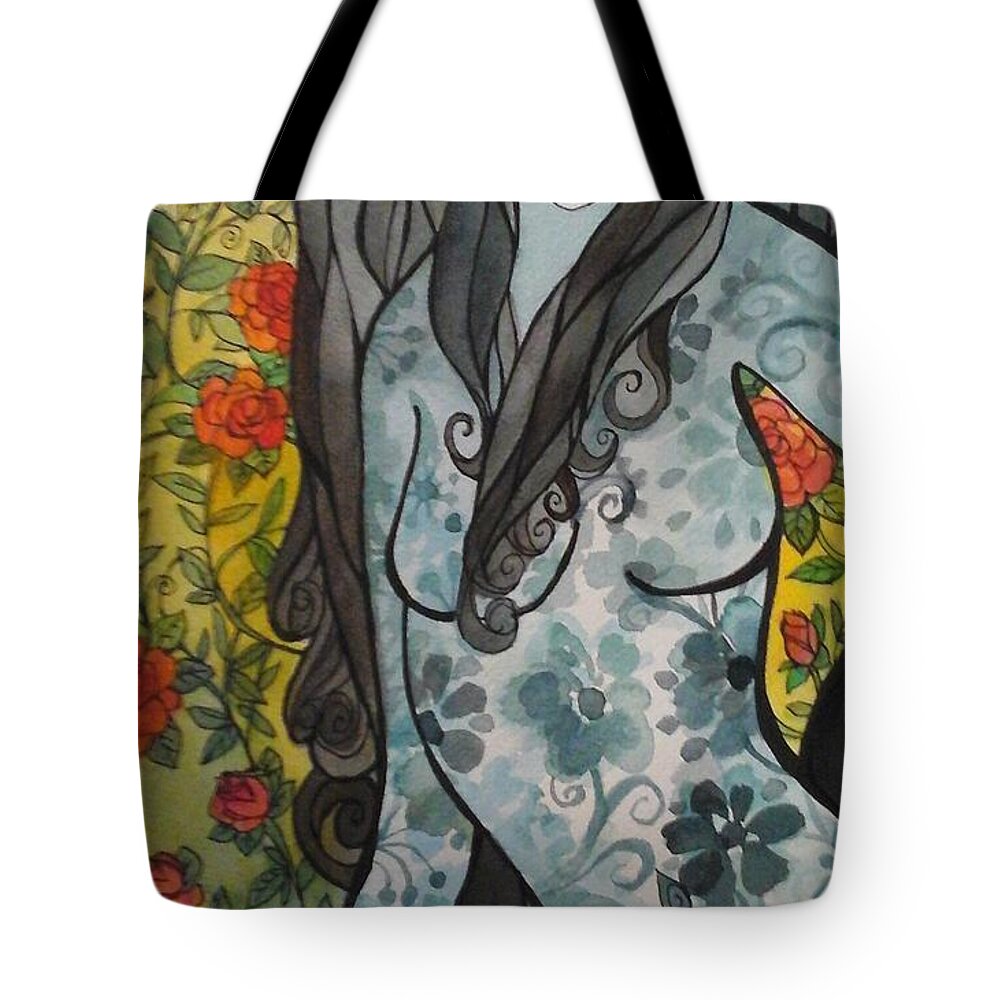 Flowers Tote Bag featuring the painting Hesitation by Claudia Cole Meek