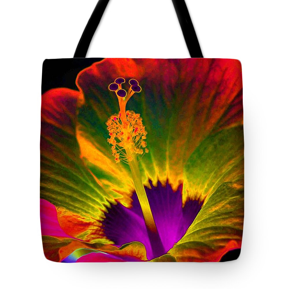 Hibiscus Tote Bag featuring the photograph Hibiscus 01 - Summer's End - PhotoPower 3189 by Pamela Critchlow