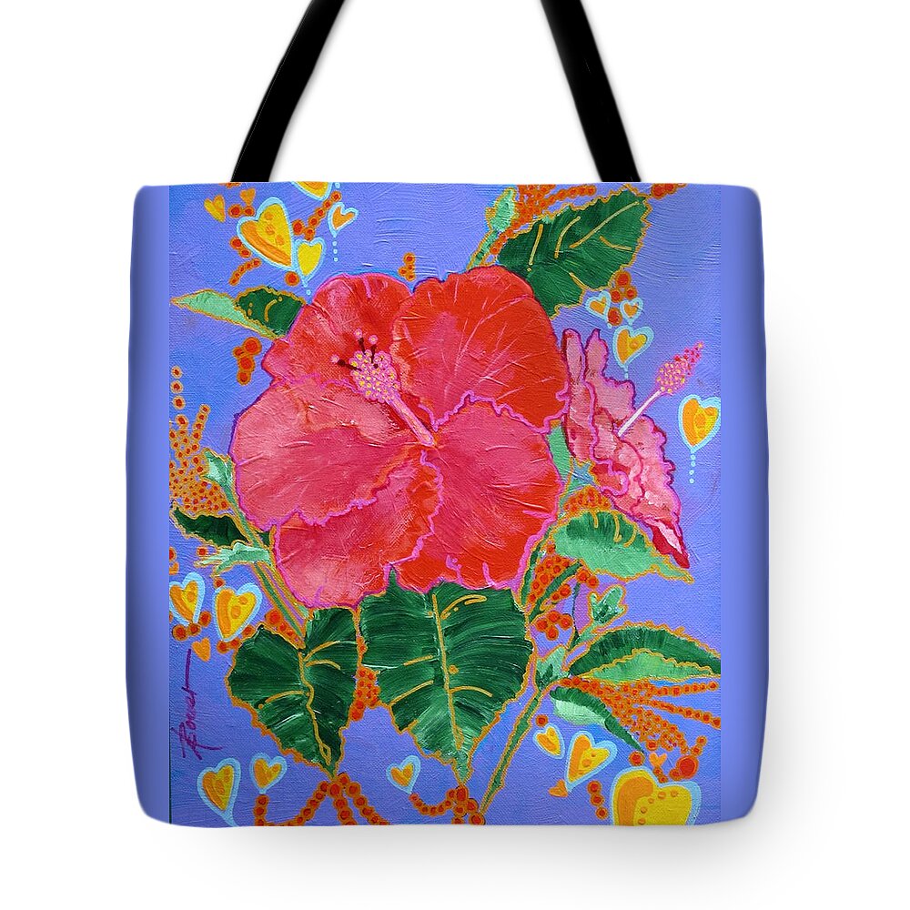 Flowers Tote Bag featuring the painting Hibiscus Motif by Adele Bower