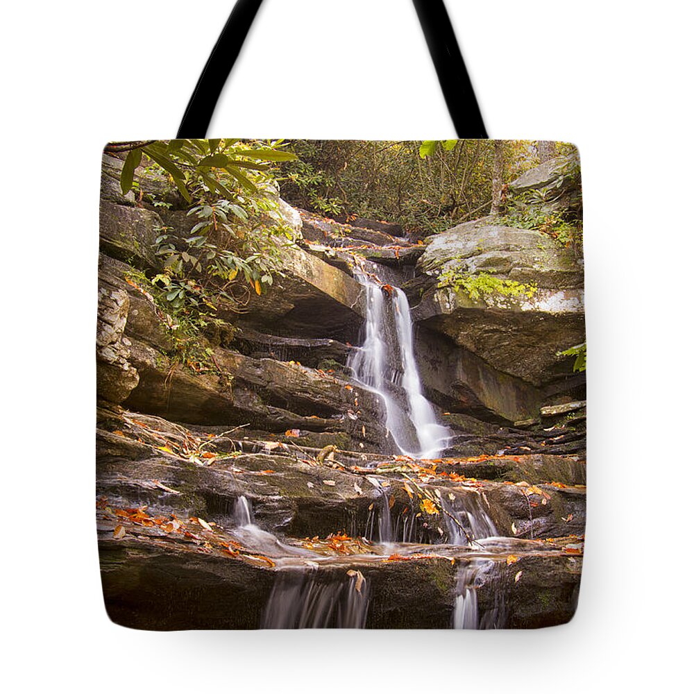 Hidden Falls Tote Bag featuring the photograph Hidden Falls of Danbury, NC by Bob Decker