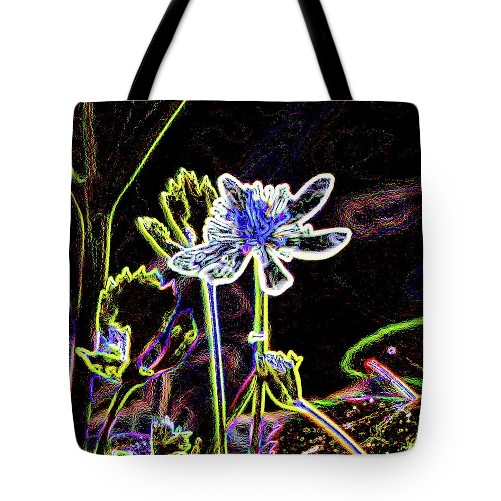 Flower Tote Bag featuring the pyrography Hidden No Longer by Harry Moulton