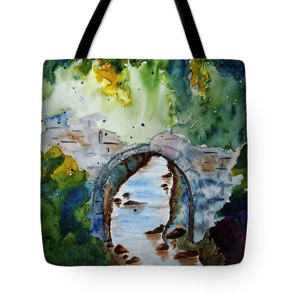 Watercolor Tote Bag featuring the painting Hidden Tunnel by Carol Crisafi