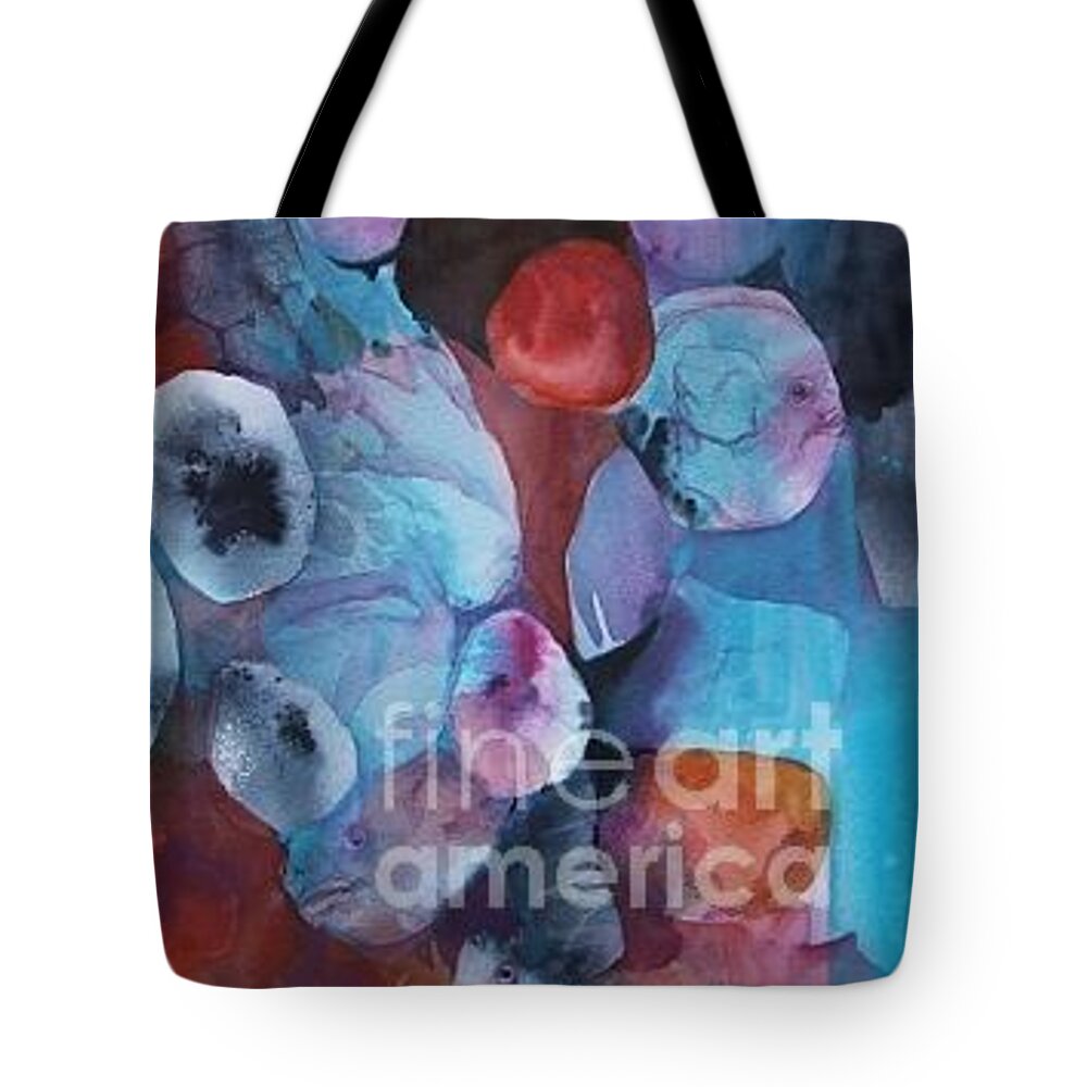 Circles Tote Bag featuring the painting Hide and Seek by Donna Acheson-Juillet