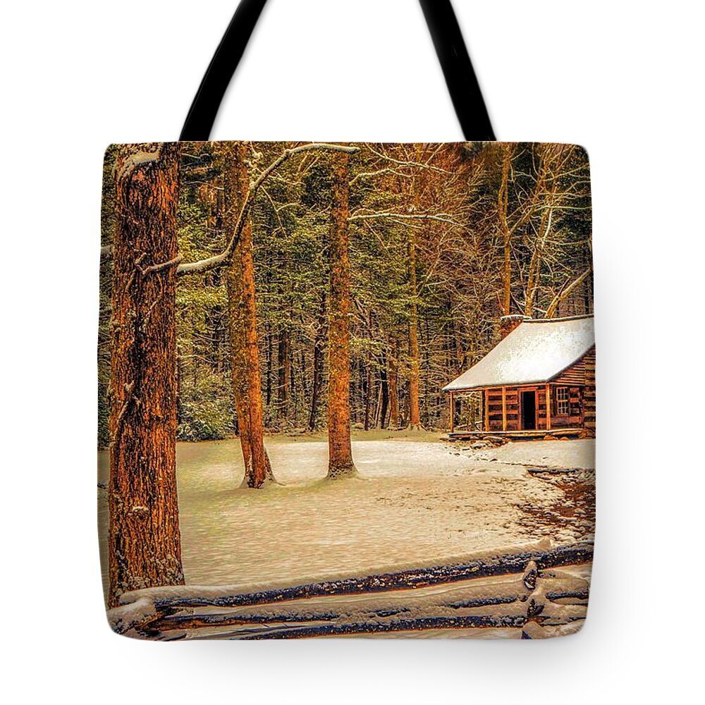 Snow Tote Bag featuring the photograph Hideaway by Ches Black