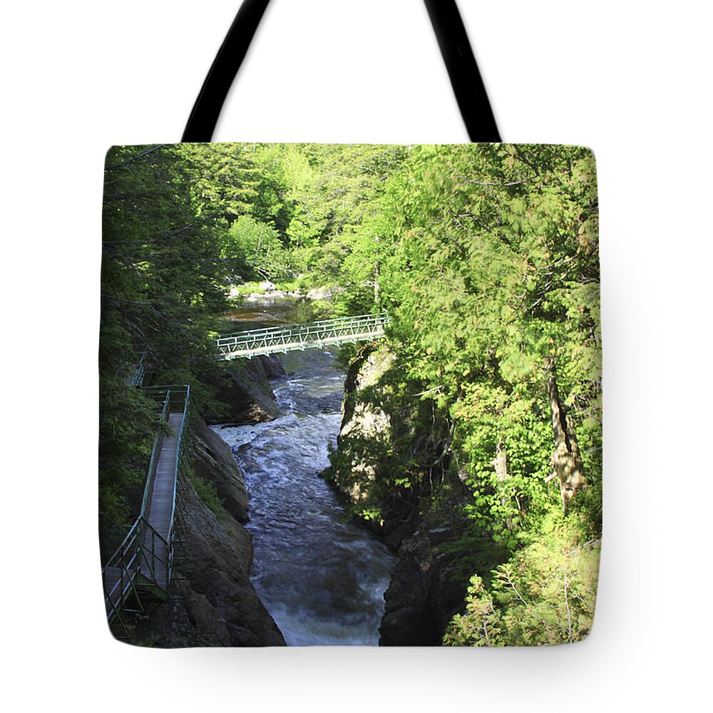 Newyork Tote Bag featuring the photograph High Falls Gorge by Deborah Benoit