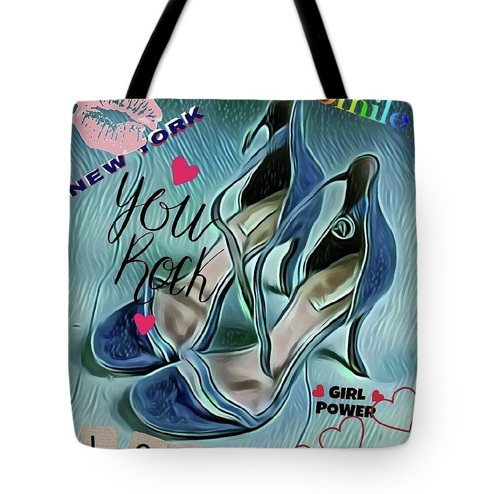 Shoes Tote Bag featuring the mixed media High heels by Susanne Baumann
