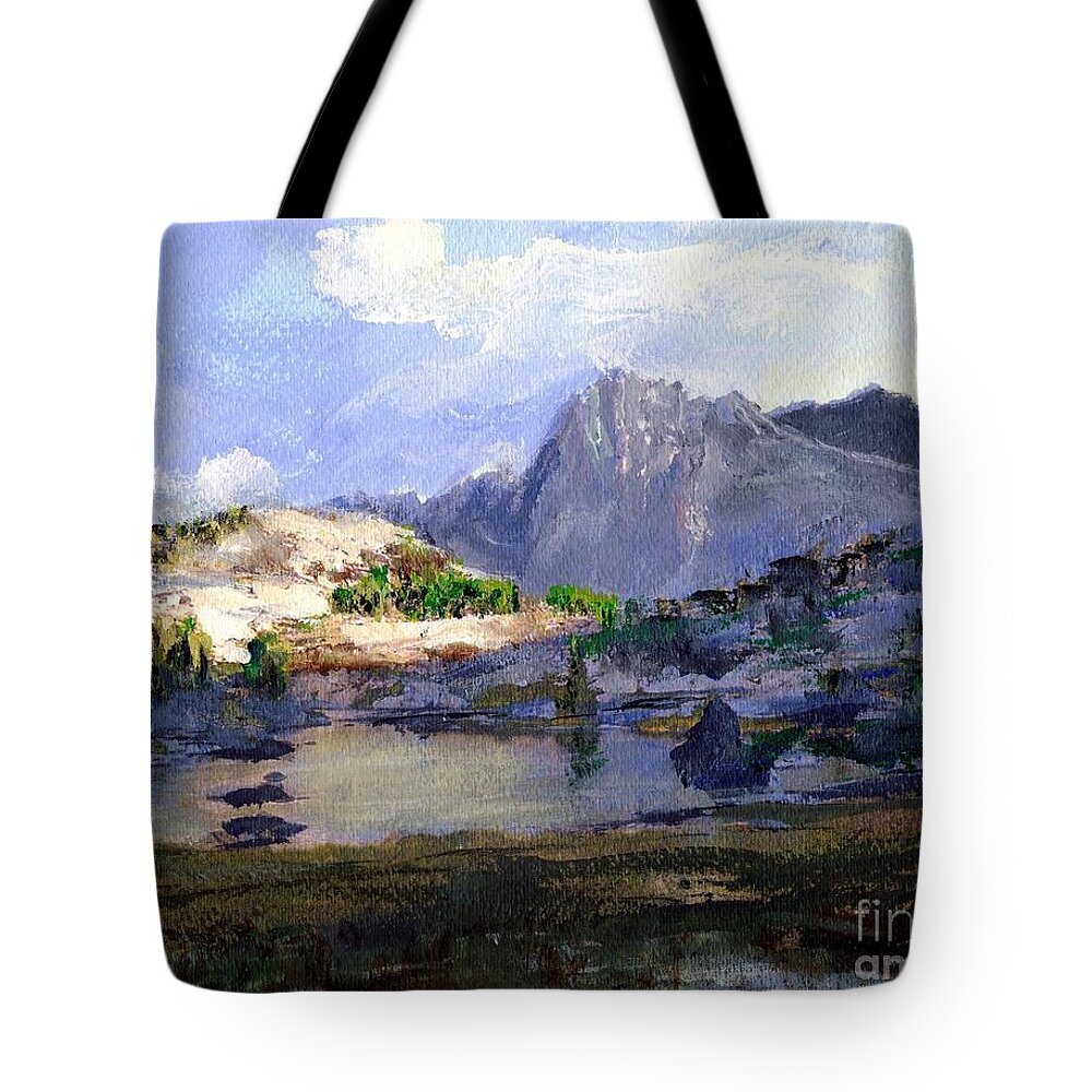 Mountain Tote Bag featuring the painting High Lake by Randy Sprout