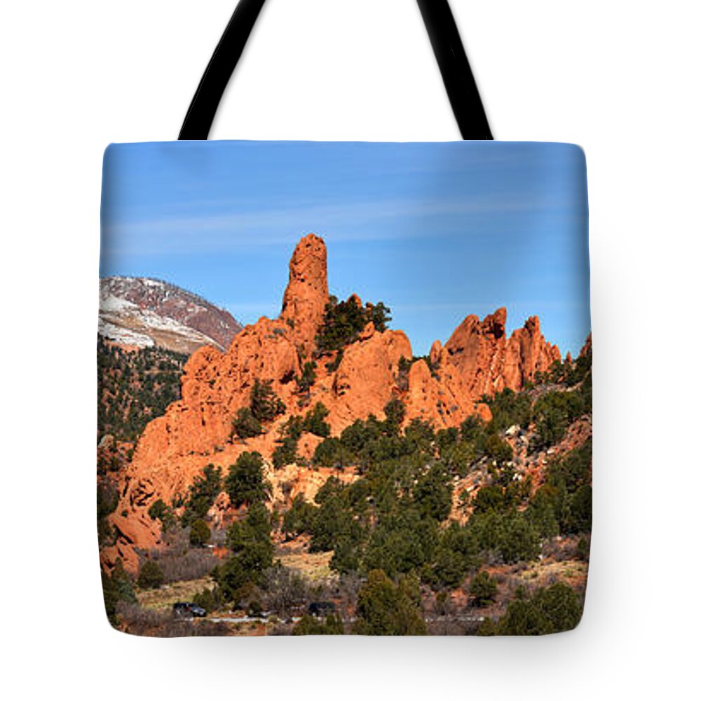 Garden Of The Gods Tote Bag featuring the photograph High Point View by Adam Jewell