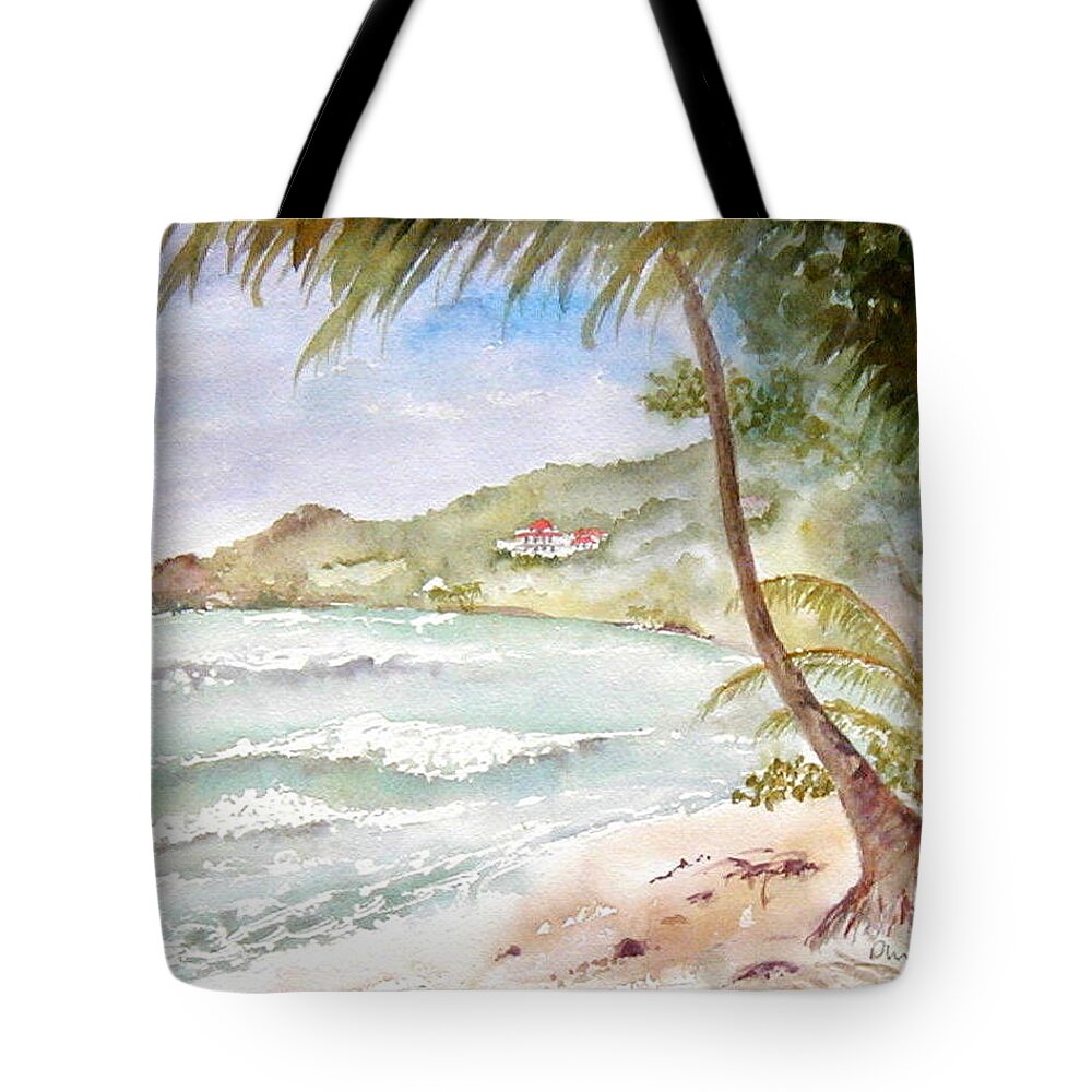 Tortola Tote Bag featuring the painting High Surf at Brewers by Diane Kirk