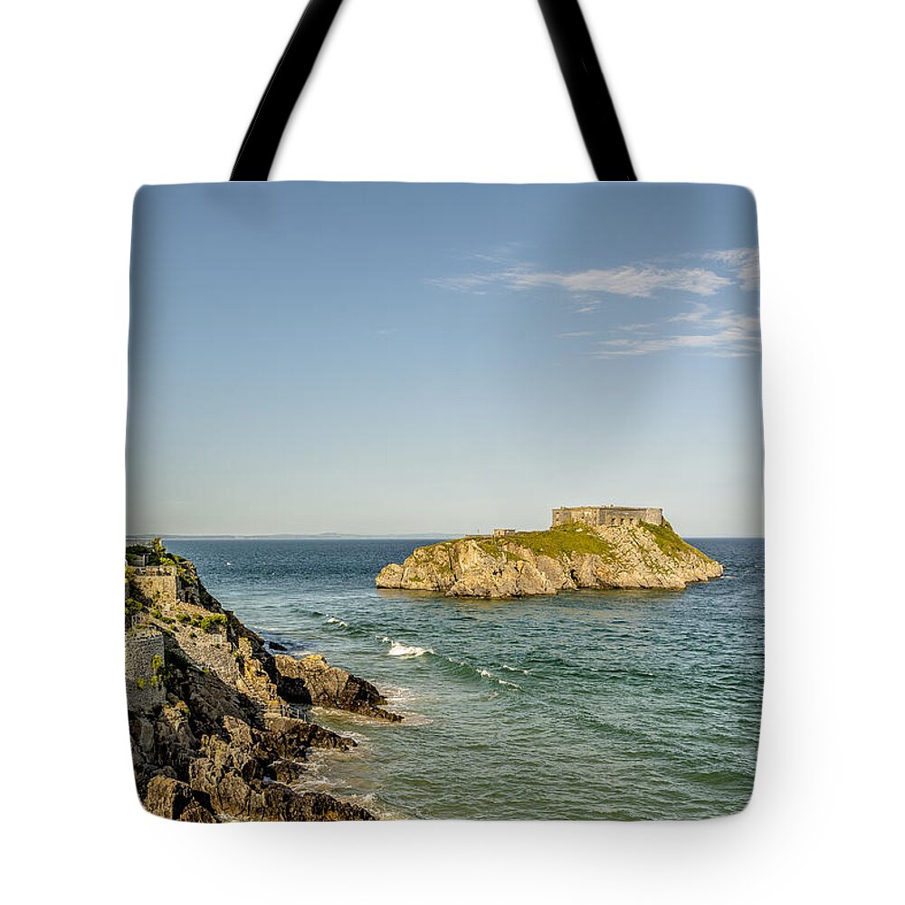 Tenby Tote Bag featuring the photograph High Tide - Tenby by Hazy Apple