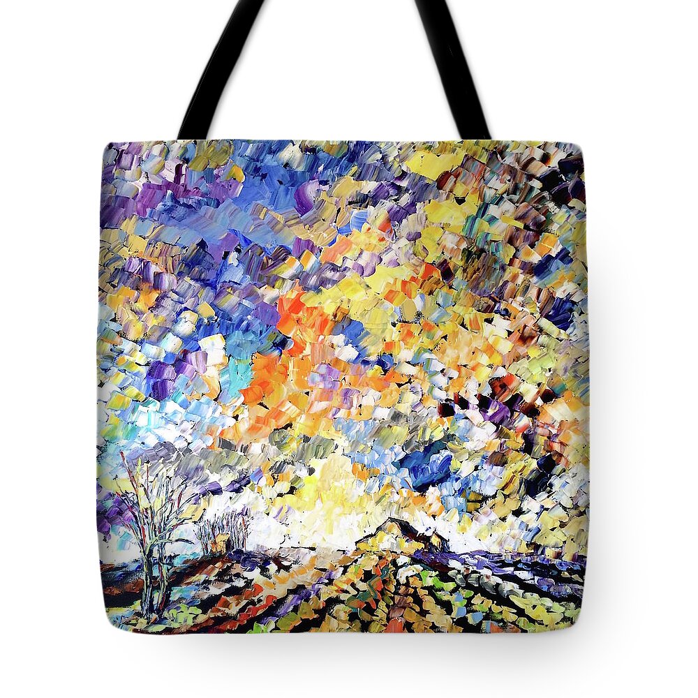 Landscape Tote Bag featuring the painting Higher Ground by Carrie Jacobson