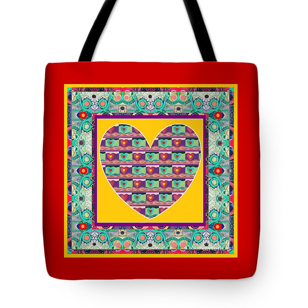Hearts Tote Bag featuring the mixed media Higher Love - Heart of Hearts by Helena Tiainen