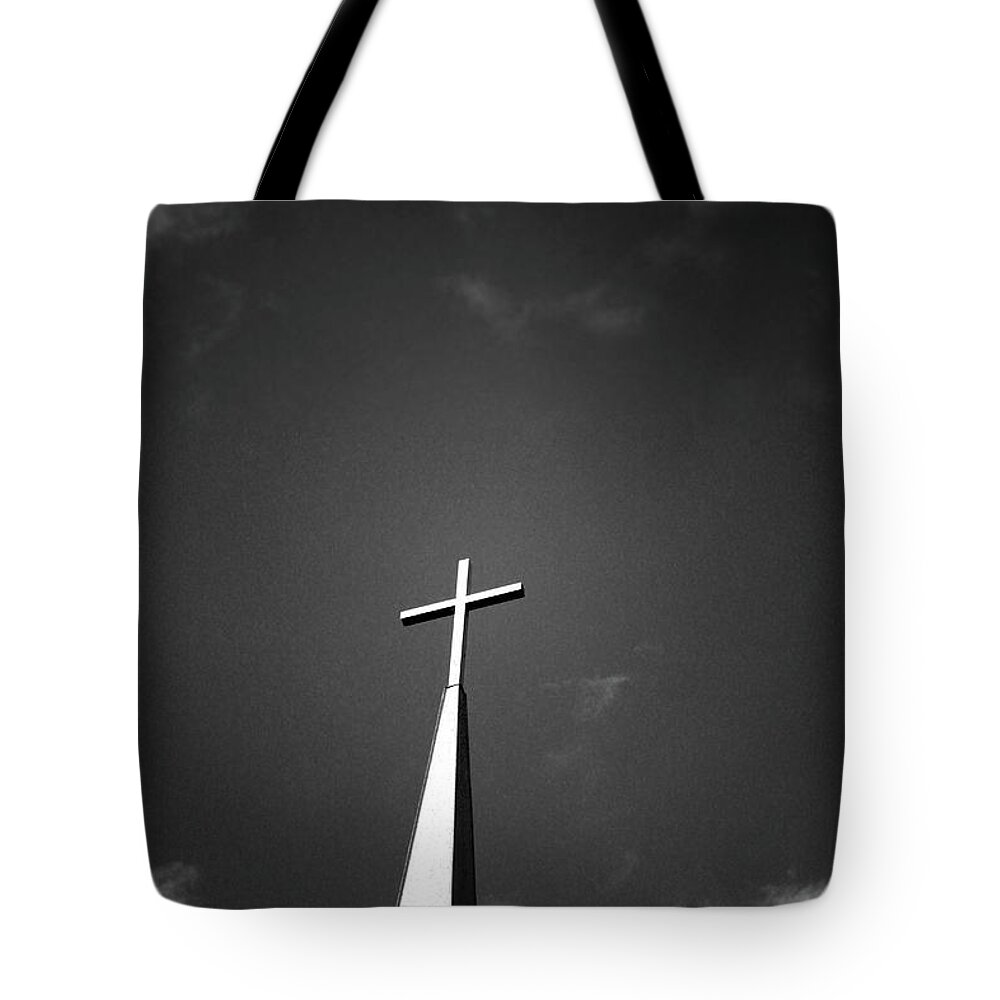 Church Tote Bag featuring the photograph Higher to Heaven - Black and White Photography by Linda Woods by Linda Woods