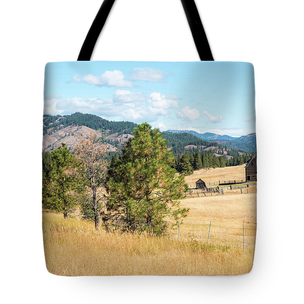 Ranch; Hills; Grassland; Highway 97; Central Washington; Old Barn; Memories; Old West Tote Bag featuring the photograph Highway 97 Ranch Memories by Tom Cochran