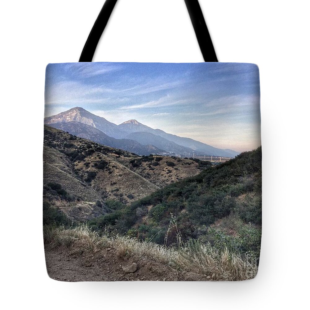 Hiking Tote Bag featuring the photograph Hiking Johnson's Pasture by Leah McPhail
