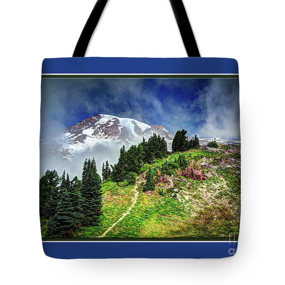 Wild Tote Bag featuring the photograph Hiking Rainier by Deborah Klubertanz