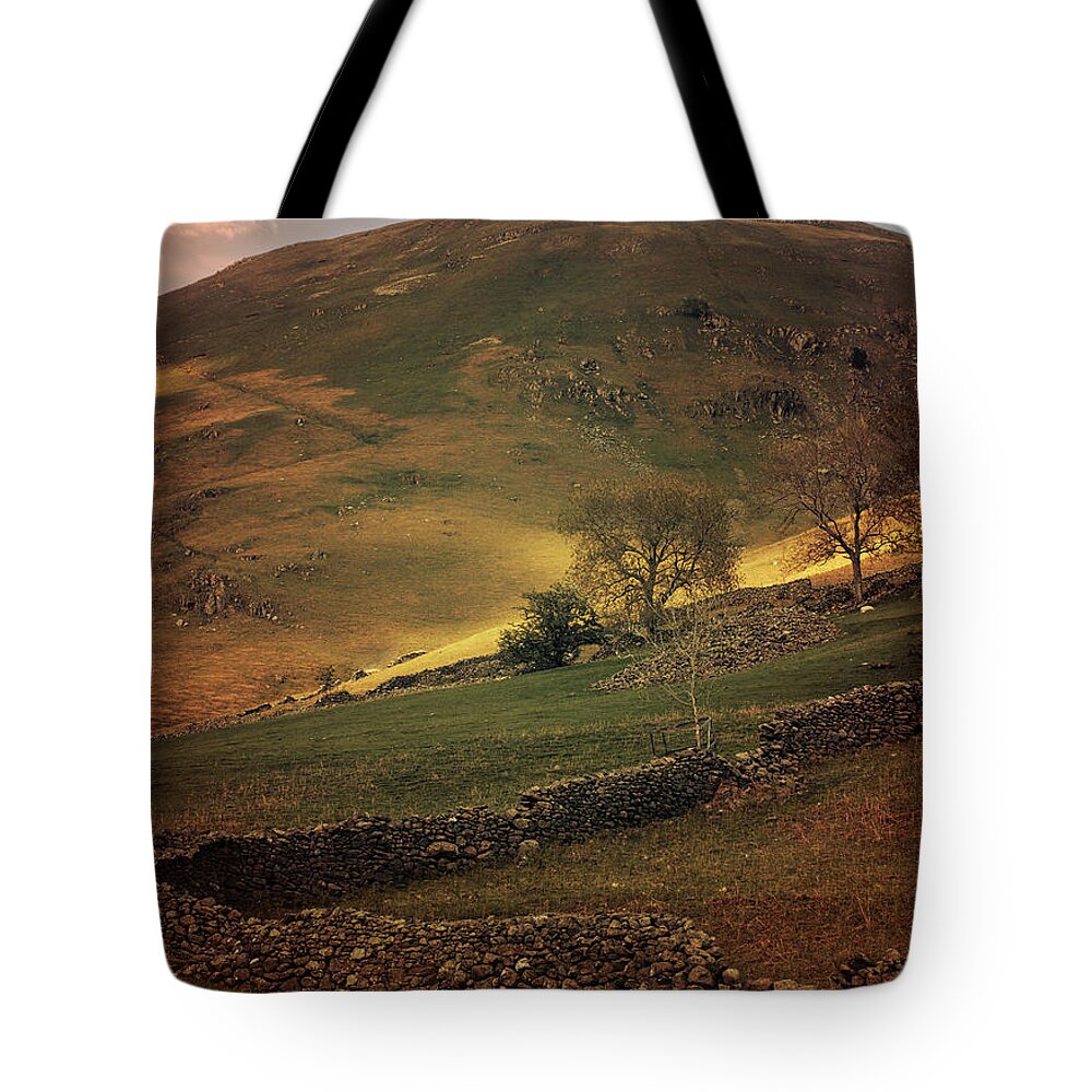 Scotland Tote Bag featuring the photograph Hills of Scotland at the sunset by Jaroslaw Blaminsky