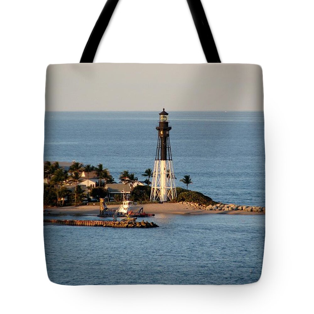Lighthouse Tote Bag featuring the photograph Hillsboro Lighthouse in Florida by Corinne Carroll