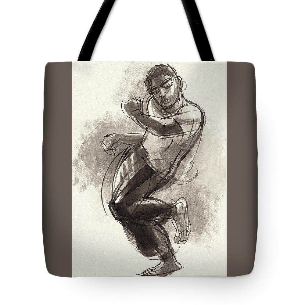 Male Dancer Tote Bag featuring the painting Hiphop Dancer 2 by Judith Kunzle