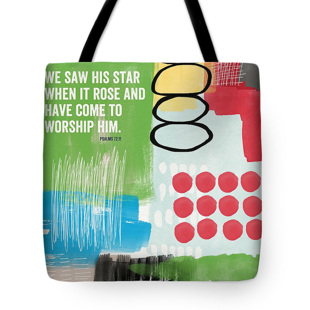 Psalms 72:11 Tote Bag featuring the painting His Star Rose- Contemporary Christian Art by Linda Woods by Linda Woods