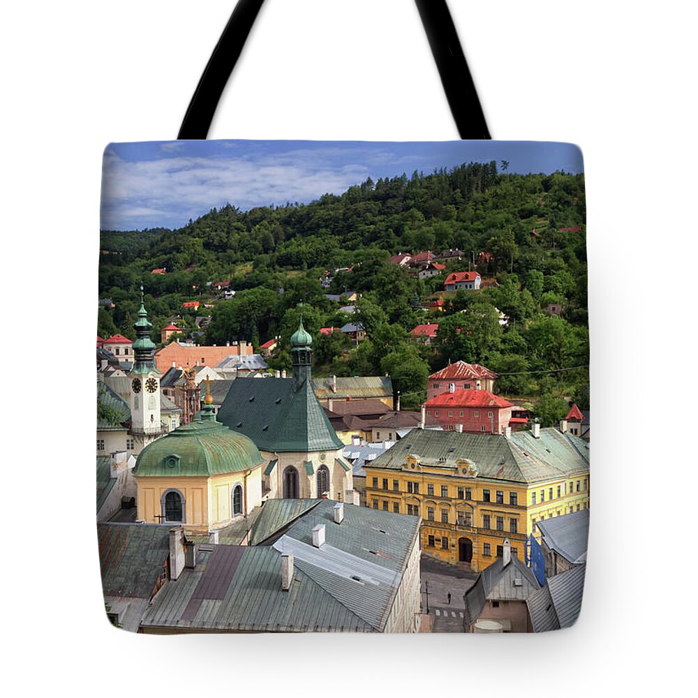 Town Tote Bag featuring the photograph Historic mining town Banska Stiavnica, Slovakia by Elenarts - Elena Duvernay photo
