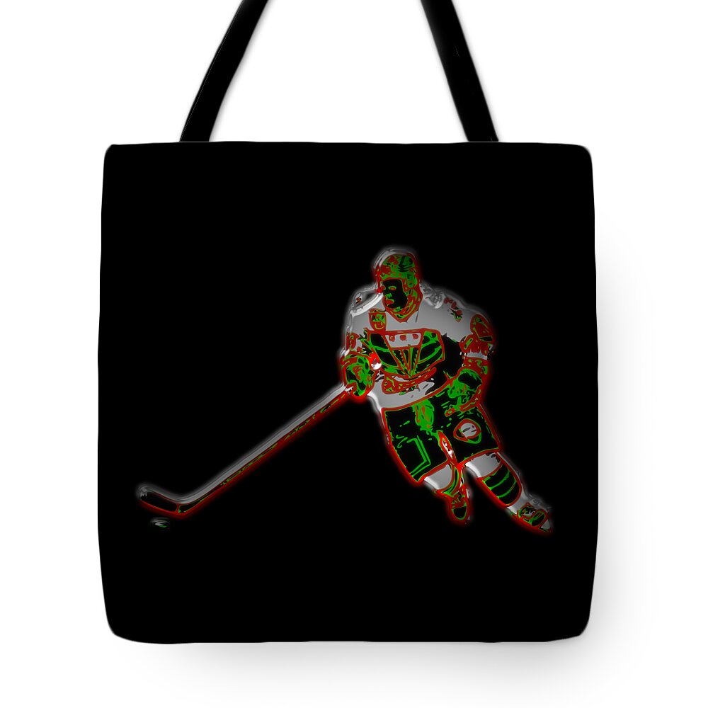 Hockey Tote Bag featuring the digital art Hockey Player by Piotr Dulski