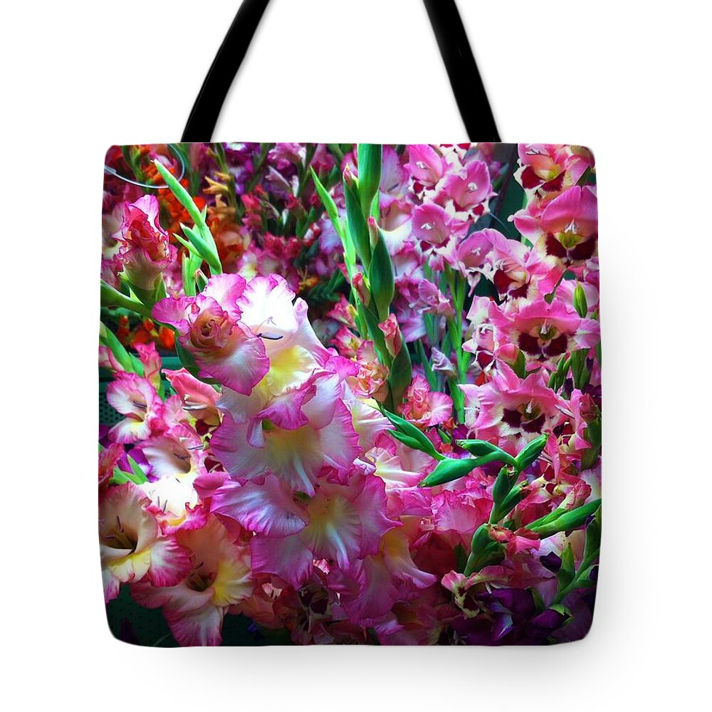  Tote Bag featuring the photograph Holbrook Gladiolas by Polly Castor