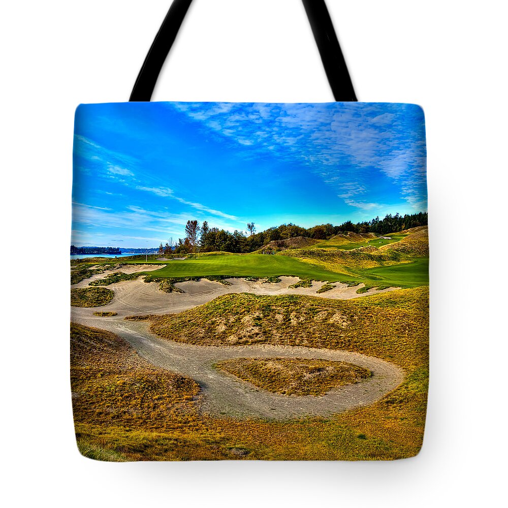 Hole #3 At Chambers Bay Tote Bag featuring the photograph Hole #3 at Chambers Bay by David Patterson