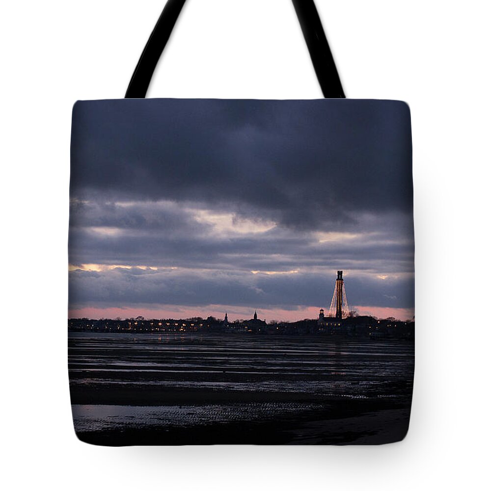 Pilgrim Monument Tote Bag featuring the photograph Holiday Lights 3 by Ellen Koplow