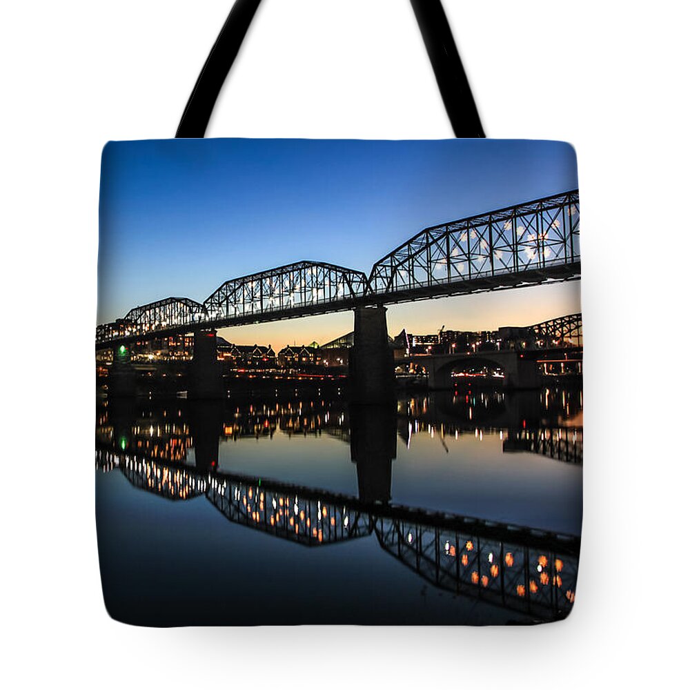 Chattanooga Tote Bag featuring the photograph Holiday Lights Chattanooga #3 by Tom and Pat Cory