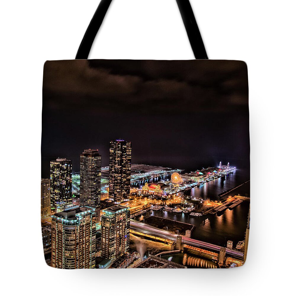 Chicago Tote Bag featuring the photograph Holiday Navy Pier by Raf Winterpacht