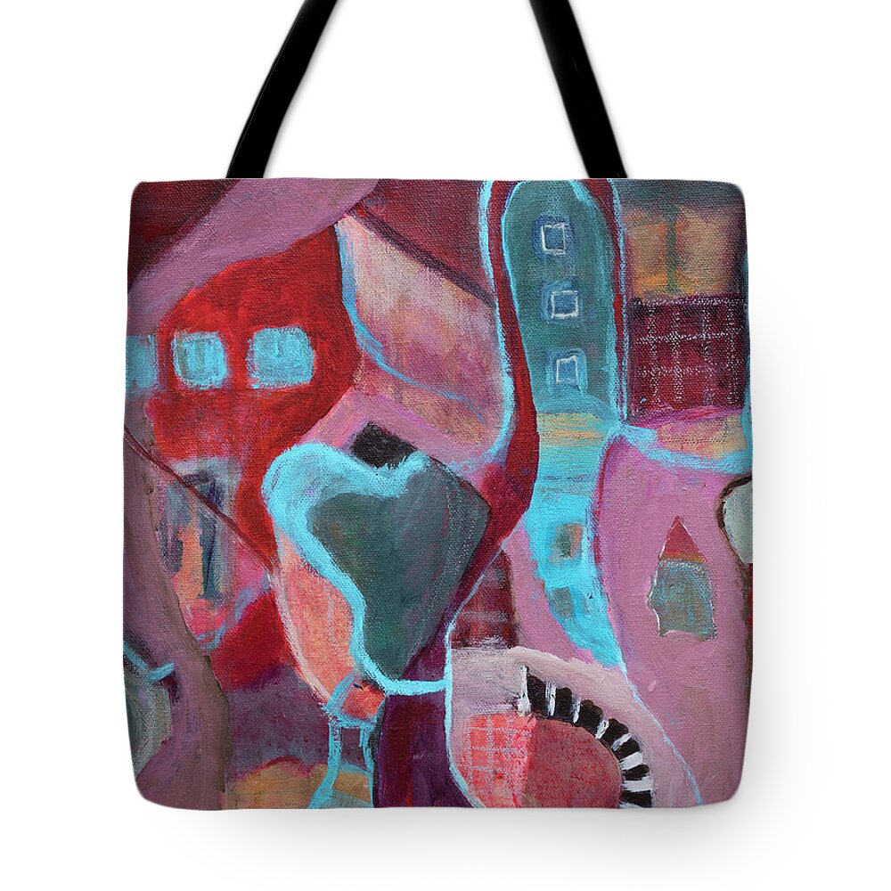 Painting Tote Bag featuring the painting Holiday Windows by Susan Stone