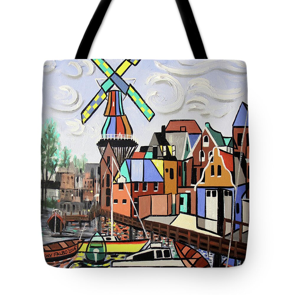 Holland Tote Bag featuring the painting Holland Not Just Tulips And Windmills by Anthony Falbo