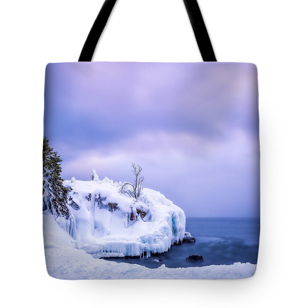Hollow Rock Tote Bag featuring the photograph Hollow Rock in Winter by Rikk Flohr