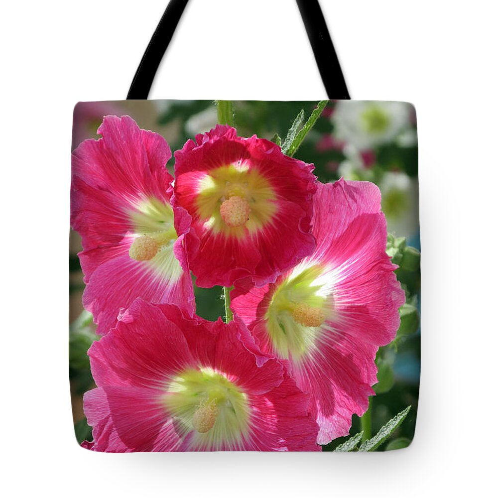 Holly Hocks Tote Bag featuring the photograph HollyHock Bells by Feather Redfox