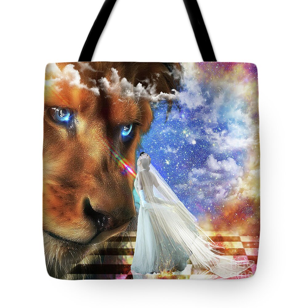 Bride Of Christ Tote Bag featuring the digital art Divine Perspective by Dolores Develde