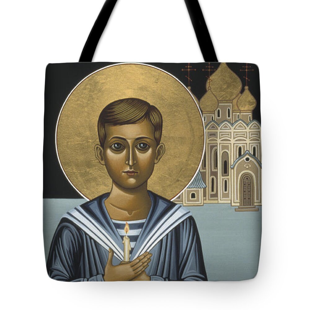 Holy New Martyr Tsarevich Alexei Tote Bag featuring the painting Holy New Martyr Tsarevich Alexei 010 by William Hart McNichols
