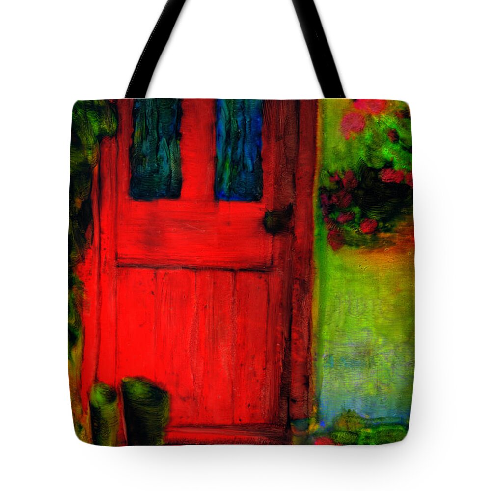Landscapes Country Home Gardens Tote Bag featuring the painting Home by FeatherStone Studio Julie A Miller