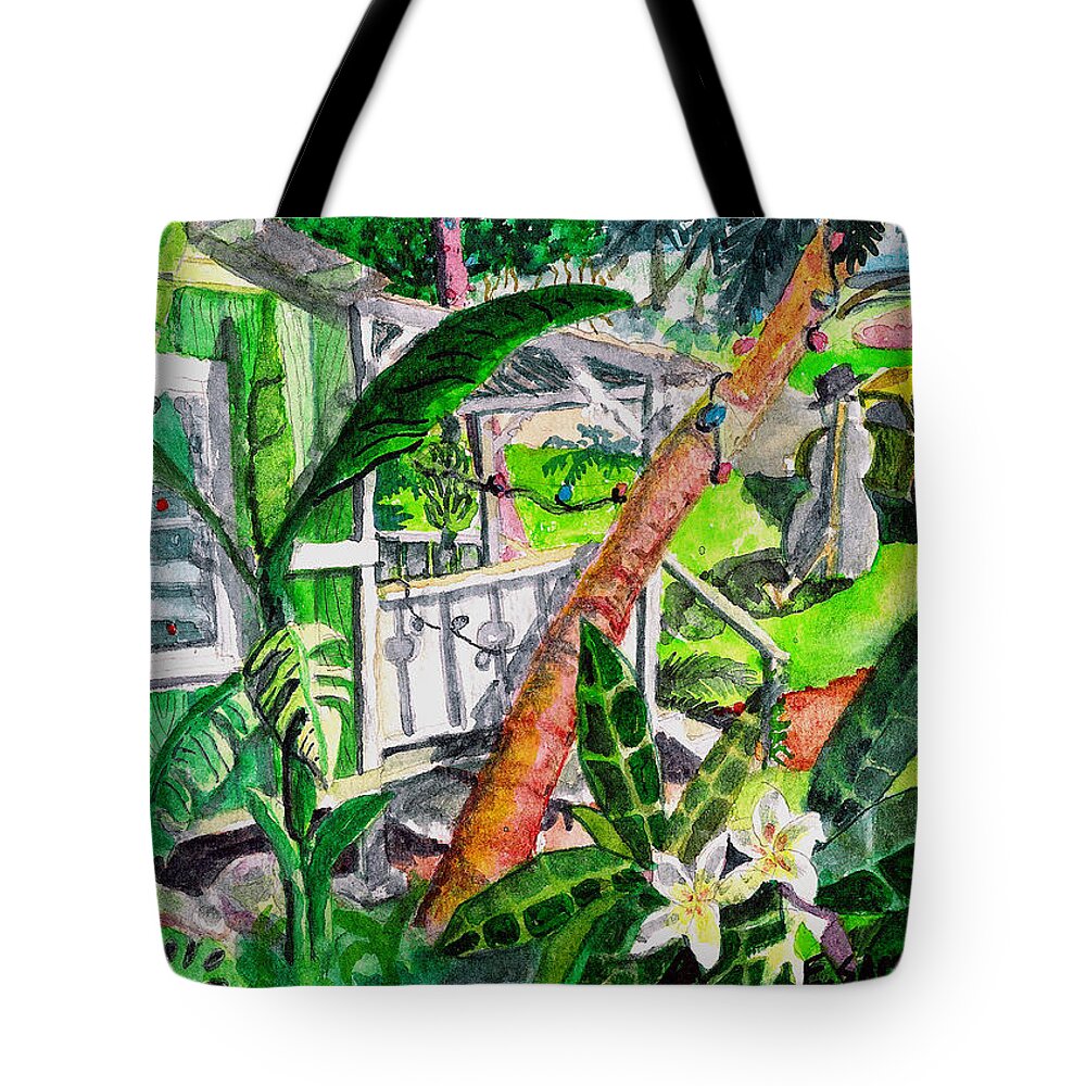 Christmas Tote Bag featuring the painting Home for the Holidays by Eric Samuelson