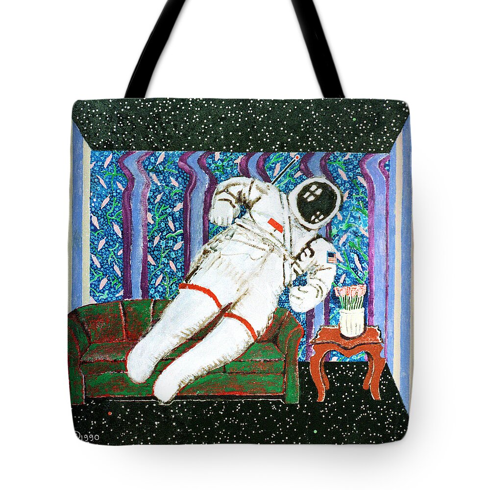 Astronaut Tote Bag featuring the painting Homecoming by Sharron Loree