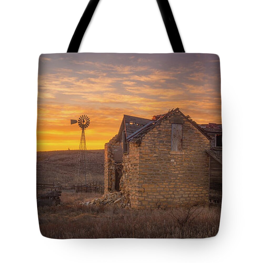 Kansas Tote Bag featuring the photograph Homestead Sunrise by Darren White