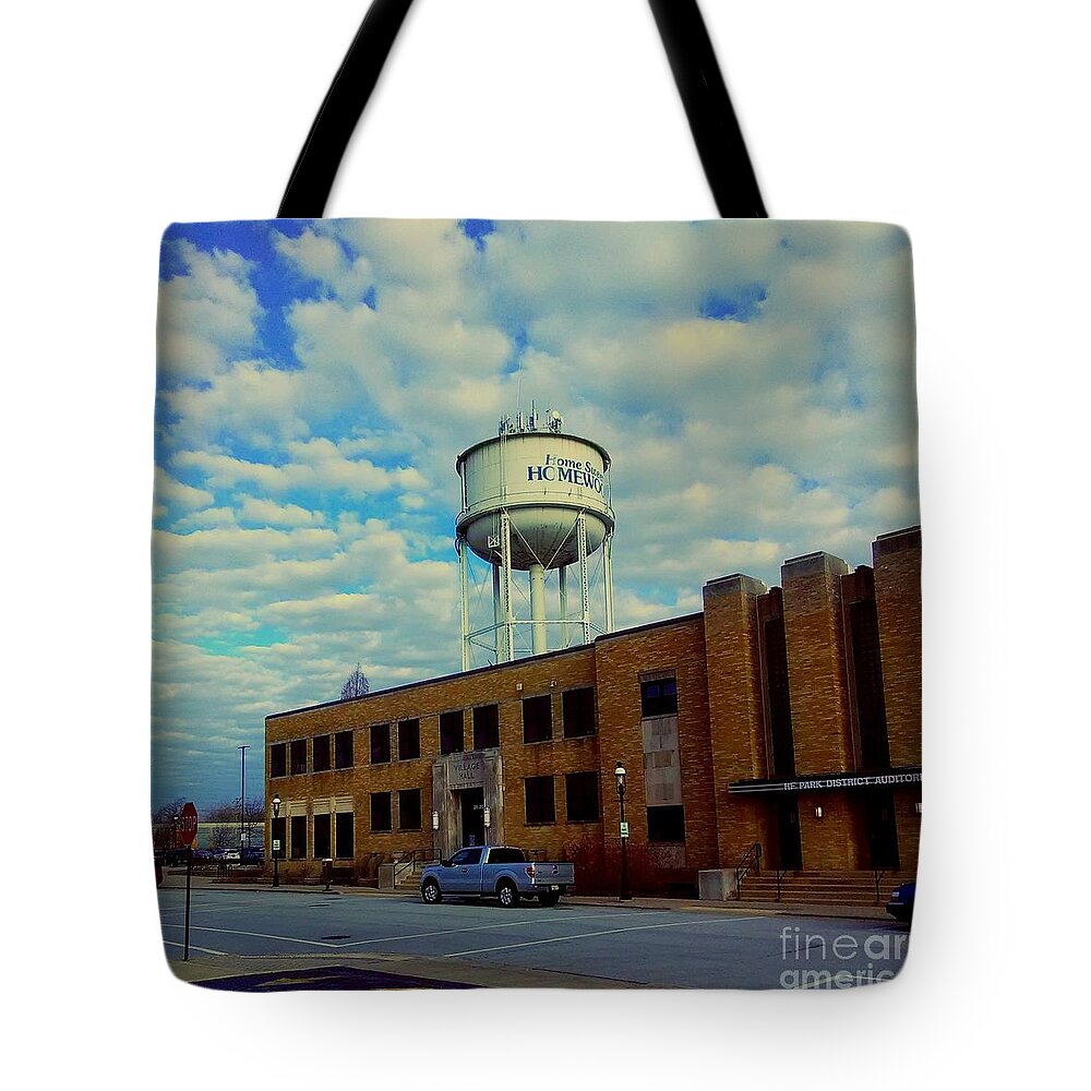 Usa Tote Bag featuring the photograph HomeSweetHomewood Village Hall by Frank J Casella