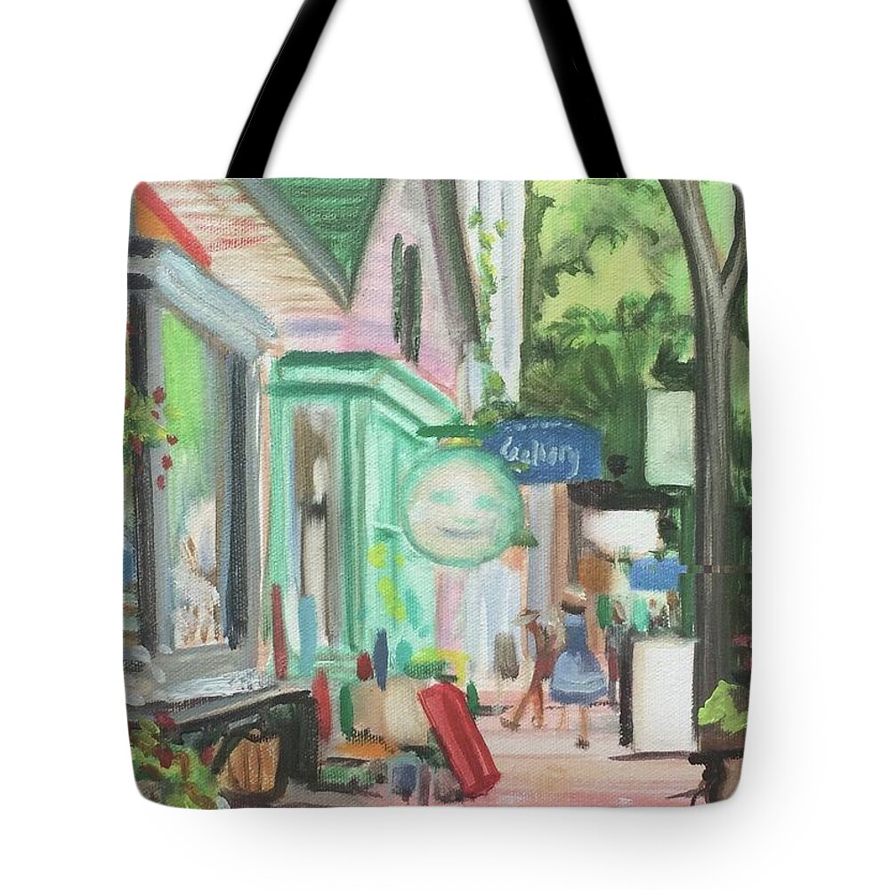 Impressionism Tote Bag featuring the painting Hometown by Maggii Sarfaty