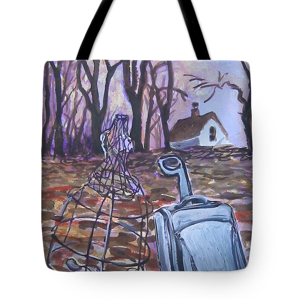 Suitcase Tote Bag featuring the painting Homeward Trek by Tilly Strauss