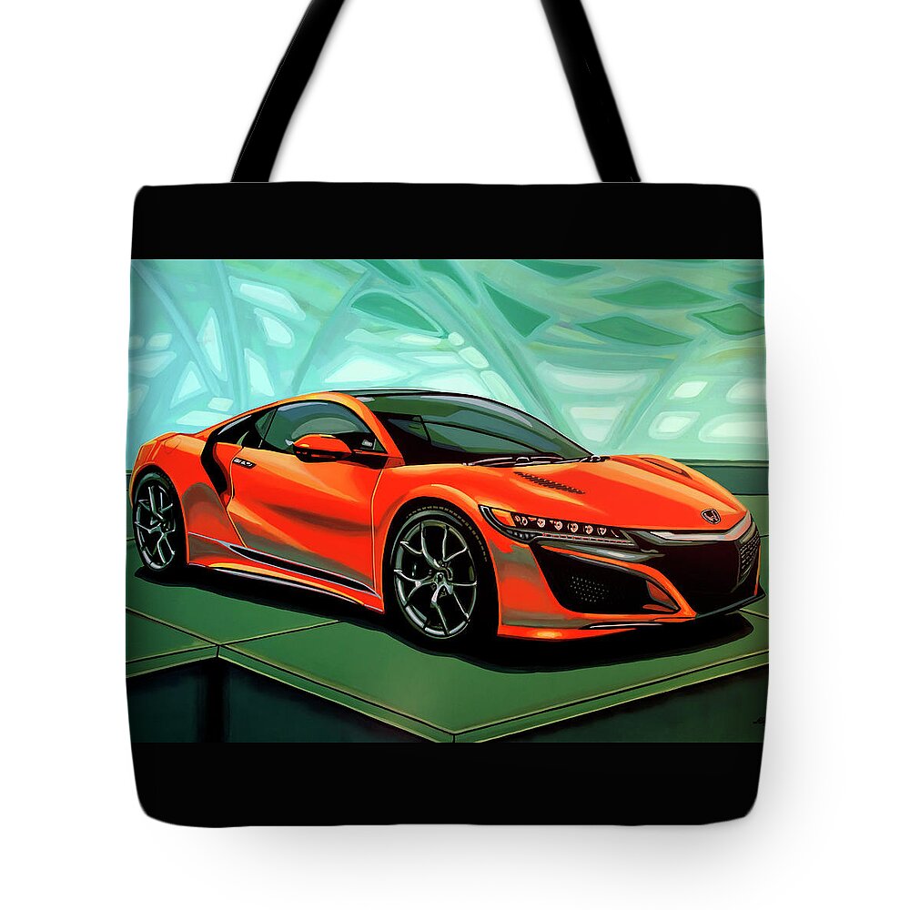 Honda Nsx Tote Bag featuring the painting Honda Acura NSX 2016 Painting by Paul Meijering