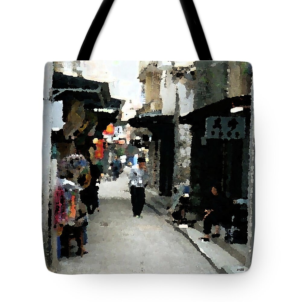 Hong Kong Tote Bag featuring the photograph Hong Kong Alley by Geoff Jewett