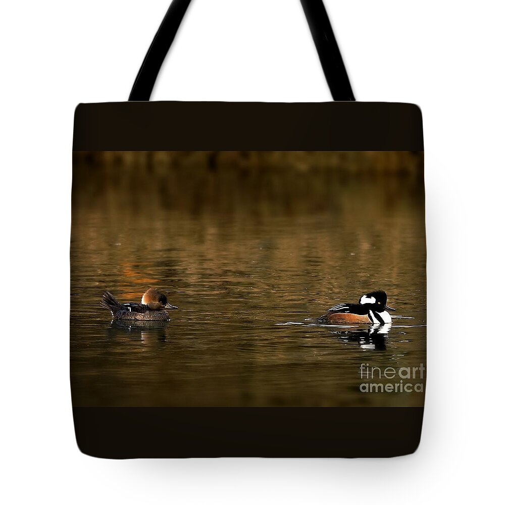 Wildlife Tote Bag featuring the photograph Hooded Mergansers by Sheila Ping