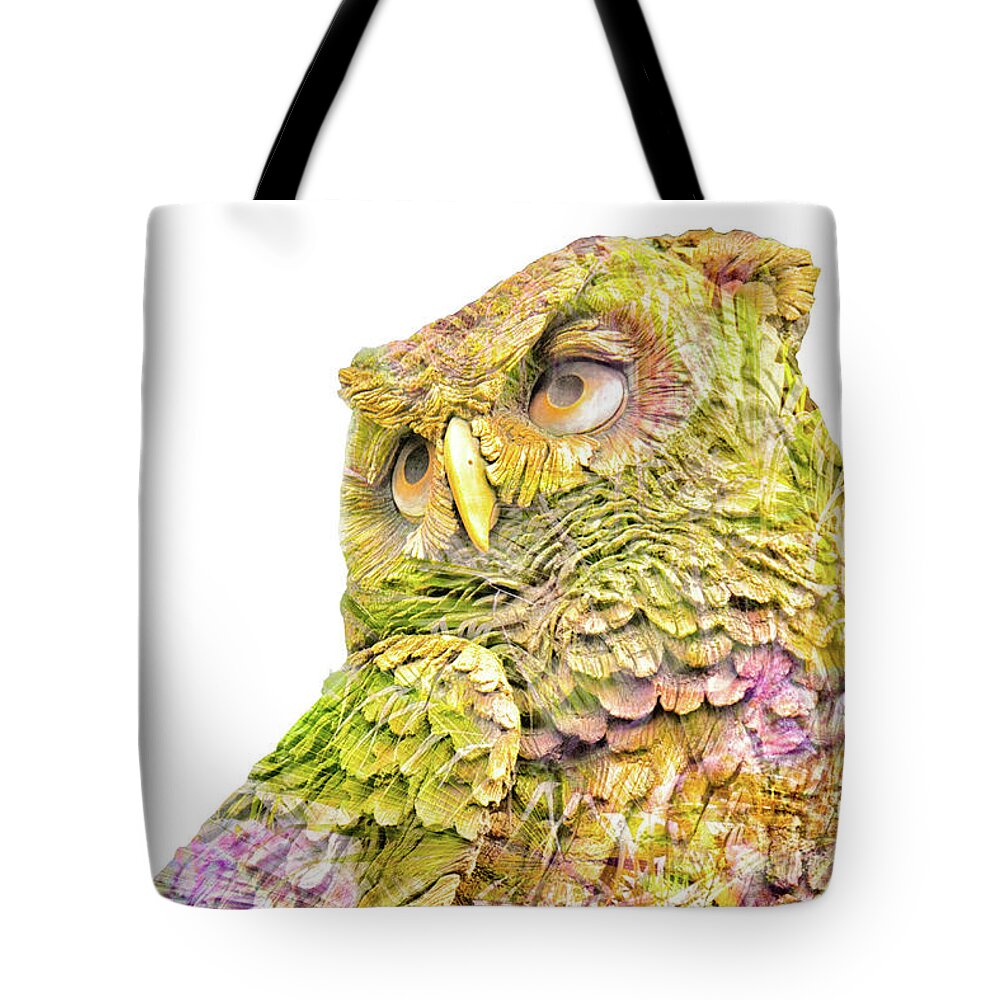 Owl Tote Bag featuring the mixed media Hoot by Pamela Williams
