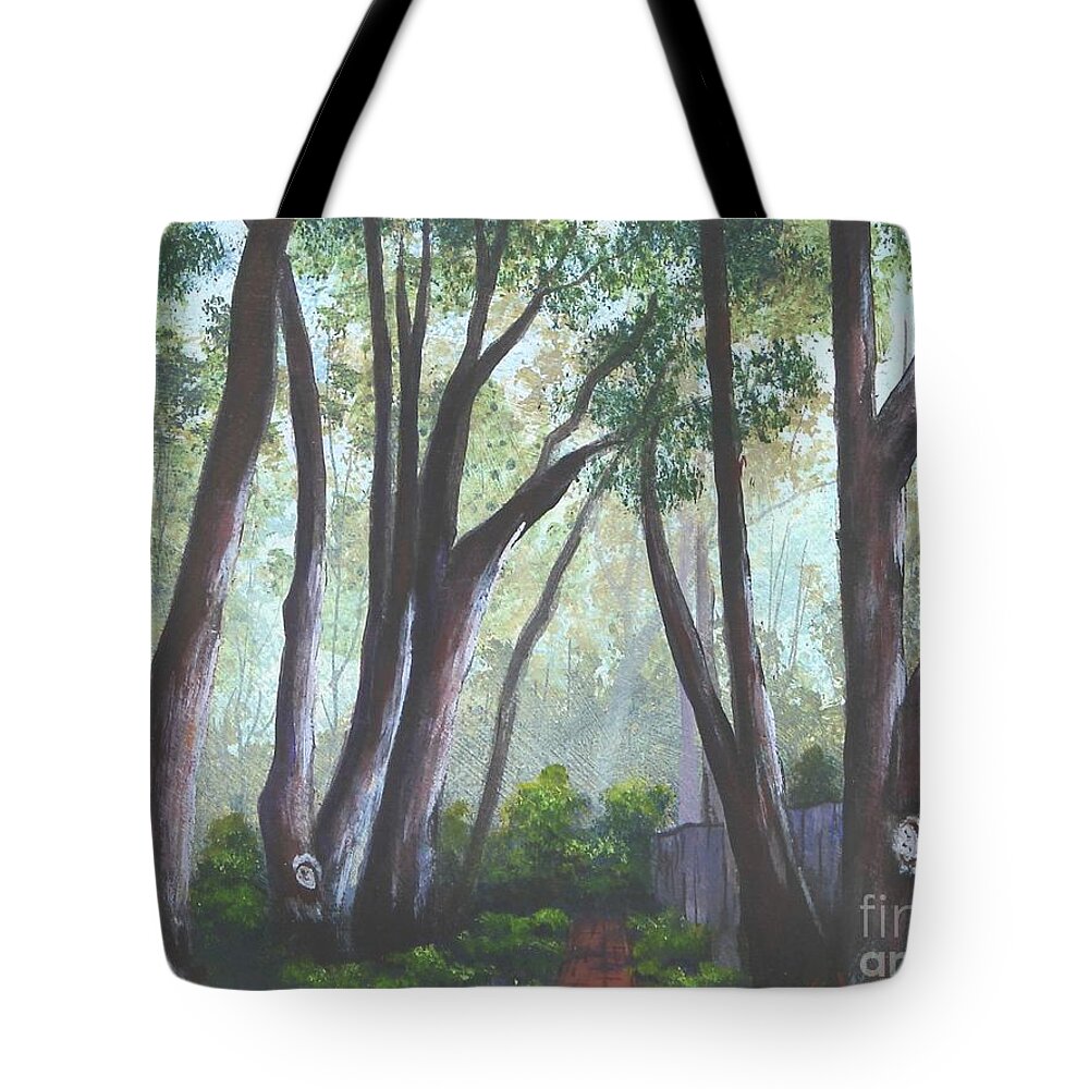 Landscape Tote Bag featuring the painting Hopeland Garden Pathway by Jerry Walker